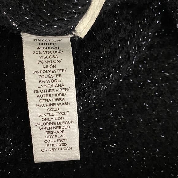 LOFT Silver Metallic Black Knit Crew Neck Sweater Women's Size XS - Picture 6 of 8